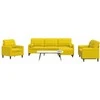 Sofa Sofos komplektas su pagalvėlėmis, 4 dalių, geltonas, aksomas