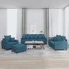 Sofa Sofos komplektas su pagalvėlėmis, 4 dalių, mėlynas, aksomas