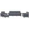 Sofa Sofos komplektas su pagalvėlėmis, 4 dalių, pilkas, aksomas