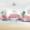 Sofa Sofos komplektas su pagalvėlėmis, 4 dalių, rožinis, aksomas