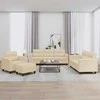 Sofa Sofos komplektas su pagalvėlėmis, 4 dalių, kreminis, audinys