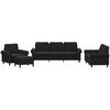 Sofa Sofos komplektas su pagalvėlėmis, 4 dalių, juodas, aksomas