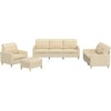 Sofa Sofos komplektas su pagalvėlėmis, 4 dalių, kreminis, audinys