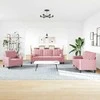Sofa Sofos komplektas su pagalvėlėmis, 4 dalių, rožinis, aksomas