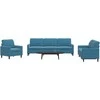 Sofa Sofos komplektas su pagalvėlėmis, 4 dalių, mėlynas, aksomas