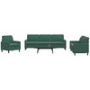 Sofa Sofos komplektas su pagalvėlėmis, 4 dalių, žalias, aksomas