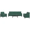 Sofa Sofos komplektas su pagalvėlėmis, 4 dalių, žalias, aksomas