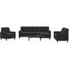 Sofa Sofos komplektas su pagalvėlėmis, 4 dalių, juodas, aksomas