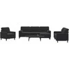 Sofa Sofos komplektas su pagalvėlėmis, 4 dalių, juodas, aksomas