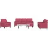 Sofa Sofos komplektas su pagalvėlėmis, 4 dalių, vyno, aksomas
