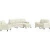 Sofa Sofos komplektas su pagalvėlėmis, 4 dalių, kreminis, aksomas