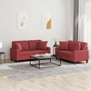 Sofa Sofos komplektas su pagalvėmis, 2 dalių, vyno, dirbtinė oda