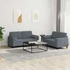 Sofa Sofos komplektas su pagalvėmis, 2 dalių, pilkas, aksomas