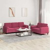 Sofa Sofos komplektas su pagalvėmis, 2 dalių, vyno, aksomas
