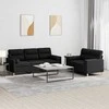 Sofa Sofos komplektas su pagalvėmis, 2 dalių, juodas, audinys