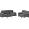 Sofa Sofos komplektas su pagalvėmis, 2 dalių, pilkas, audinys