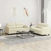 Sofa Sofos komplektas su pagalvėmis, 2 dalių, kreminis, dirbtinė oda