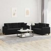 Sofa Sofos komplektas su pagalvėmis, 2 dalių, juodas, audinys