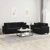 Sofa Sofos komplektas su pagalvėmis, 2 dalių, juodas, audinys
