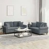 Sofa Sofos komplektas su pagalvėmis, 2 dalių, pilkas, aksomas