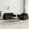 Sofa Sofos komplektas su pagalvėmis, 2 dalių, juodas, aksomas