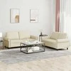 Sofa Sofos komplektas su pagalvėmis, 2 dalių, kreminis, dirbtinė oda