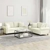 Sofa Sofos komplektas su pagalvėmis, 2 dalių, kreminis, aksomas