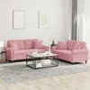 Sofa Sofos komplektas su pagalvėmis, 2 dalių, rožinis, aksomas