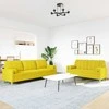 Sofa Sofos komplektas su pagalvėmis, 2 dalių, geltonas, audinys