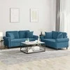 Sofa Sofos komplektas su pagalvėmis, 2 dalių, mėlynas, aksomas