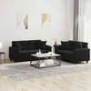 Sofa Sofos komplektas su pagalvėmis, 2 dalių, juodas, audinys