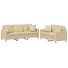 Sofa Sofos komplektas su pagalvėmis, 2 dalių, kreminis, audinys