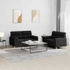 Sofa Sofos komplektas su pagalvėmis, 2 dalių, juodas, audinys