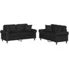 Sofa Sofos komplektas su pagalvėmis, 2 dalių, juodas, dirbtinė oda