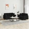Sofa Sofos komplektas su pagalvėmis, 2 dalių, juodas, audinys