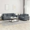 Sofa Sofos komplektas su pagalvėmis, 2 dalių, pilkas, aksomas