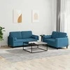 Sofa Sofos komplektas su pagalvėmis, 2 dalių, mėlynas, aksomas