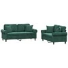 Sofa Sofos komplektas su pagalvėmis, 2 dalių, žalias, aksomas