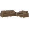 Sofa Sofos komplektas su pagalvėmis, 2 dalių, rudas, audinys