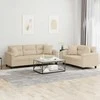 Sofa Sofos komplektas su pagalvėmis, 2 dalių, kreminis, audinys