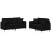 Sofa Sofos komplektas su pagalvėmis, 2 dalių, juodas, audinys