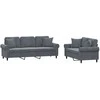 Sofa Sofos komplektas su pagalvėmis, 2 dalių, pilkas, aksomas
