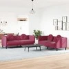 Sofa Sofos komplektas su pagalvėmis, 2 dalių, vyno, aksomas