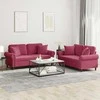 Sofa Sofos komplektas su pagalvėmis, 2 dalių, vyno, aksomas