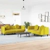 Sofa Sofos komplektas su pagalvėmis, 2 dalių, geltonas, aksomas