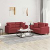 Sofa Sofos komplektas su pagalvėmis, 2 dalių, vyno, dirbtinė oda