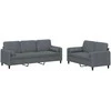 Sofa Sofos komplektas su pagalvėmis, 2 dalių, pilkas, aksomas