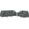 Sofa Sofos komplektas su pagalvėmis, 2 dalių, pilkas, audinys