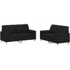 Sofa Sofos komplektas su pagalvėmis, 2 dalių, juodas, audinys