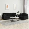 Sofa Sofos komplektas su pagalvėmis, 2 dalių, juodas, audinys